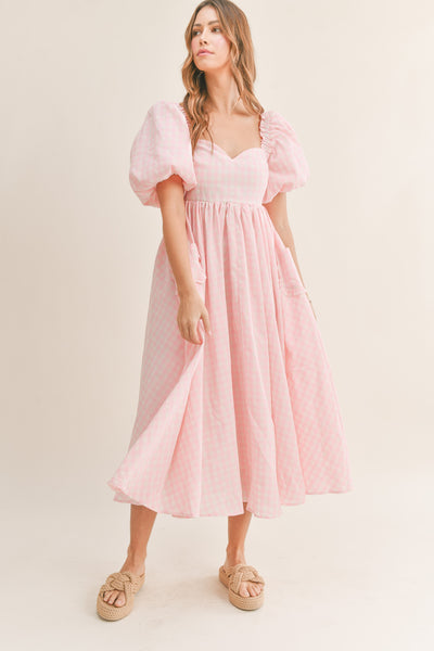 Sweetheart Neckline Puff Sleeve Dress