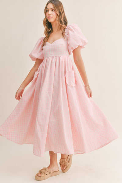 Sweetheart Neckline Puff Sleeve Dress