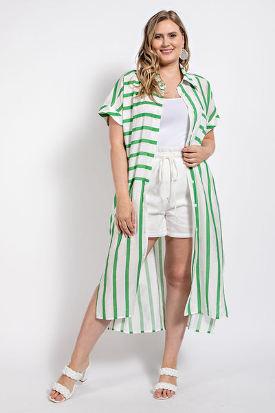 Mixed Stripe Shirt Dress