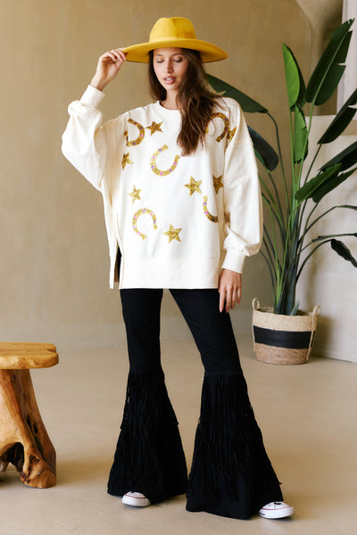 Sequin Horseshoes Sweatshirt