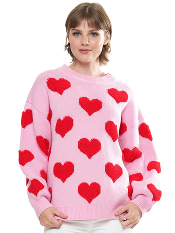 Pink w/ Red Hearts Sweater
