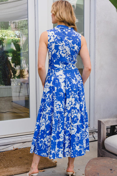 Saphire Blue Floral Midi Dress