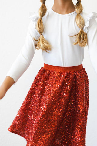 Red Sequin Skirt M&R