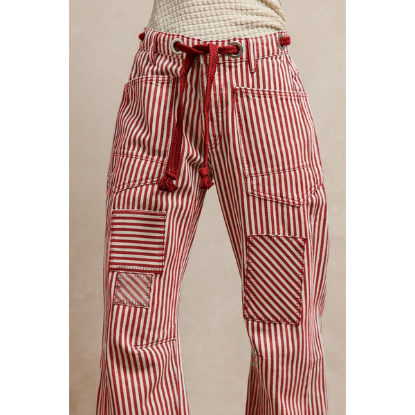 Red Stripe Barrel Pants