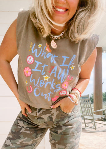 What IF Crop Muscle Tee