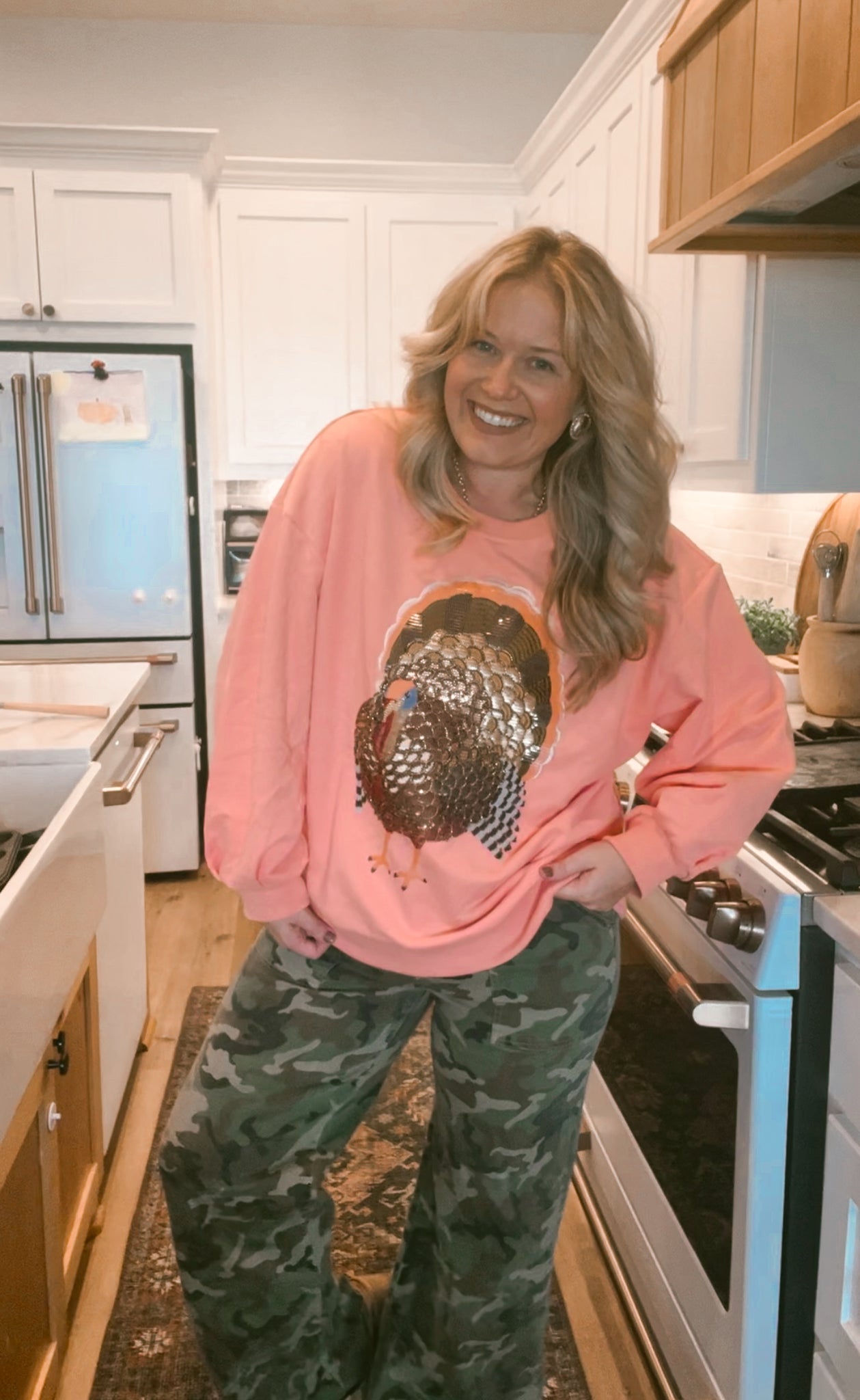 Peach Big Turkey Sweatshirt - Queen of Sparkles