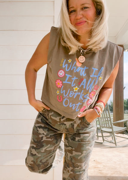 What IF Crop Muscle Tee
