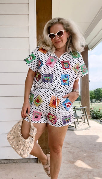 Polka Dot Stamp Shorts - Queen of Sparkles