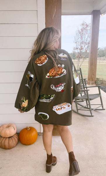 Queen of Turkey Sweatshirt Dress- Queen of Sparkles