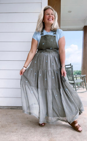 Olivia Overall Dress- OLIVE