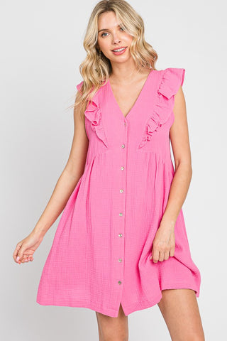 Pink Sleeveless Gauze Dress