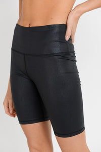 Metallic Black Biker Shorts