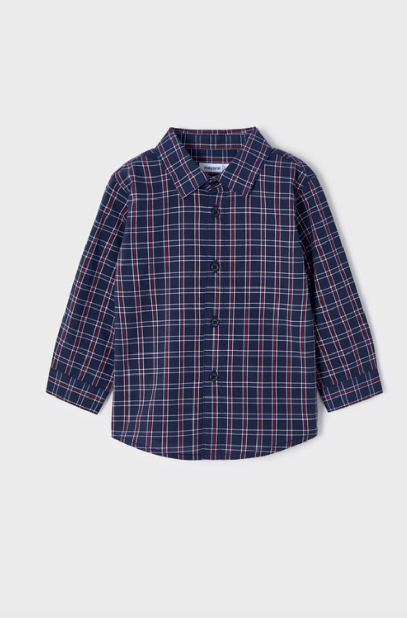 Mayoral Boys Navy Check Button Up