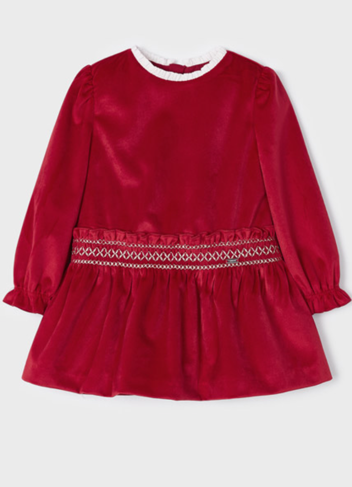 Mayoral Baby Red Velvet Dress