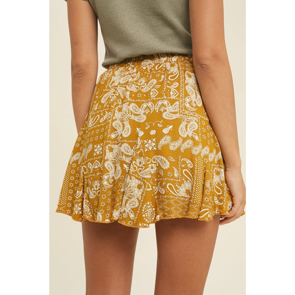 Mustard Bandana Print Skirt