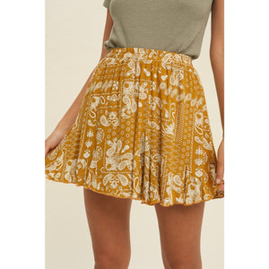 Mustard Bandana Print Skirt