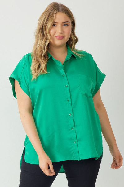 Plus Field of Green Button Down