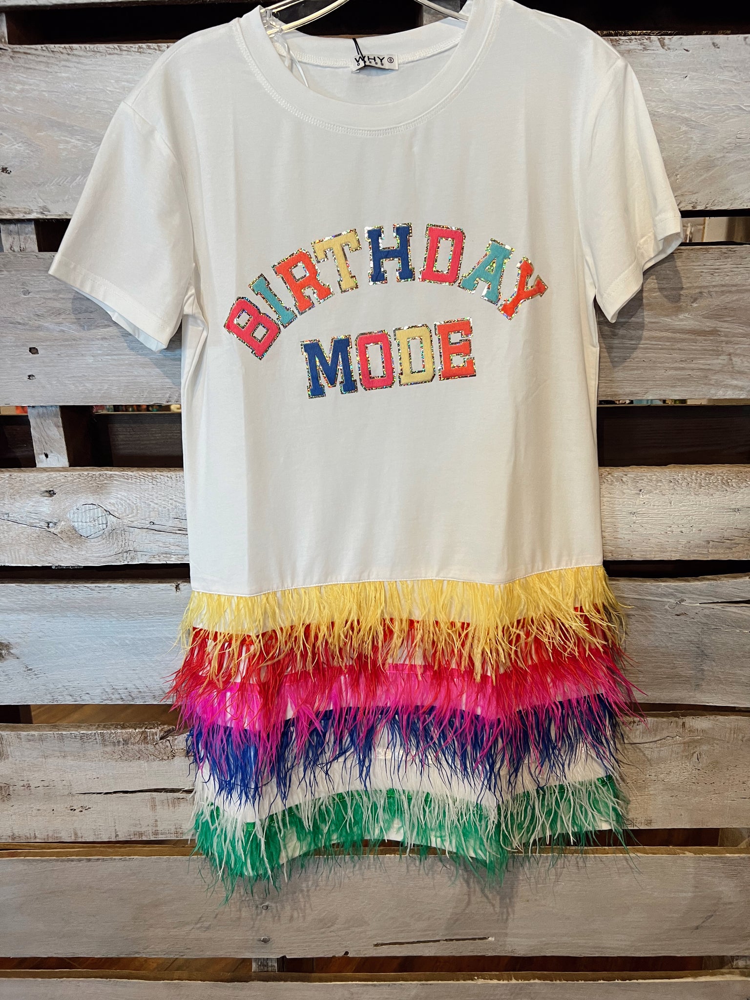 Birthday MODE Tshirt Dress w/ Feather