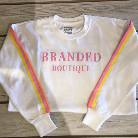 JLB-Branded Boutique White/Pink Sweatshirt