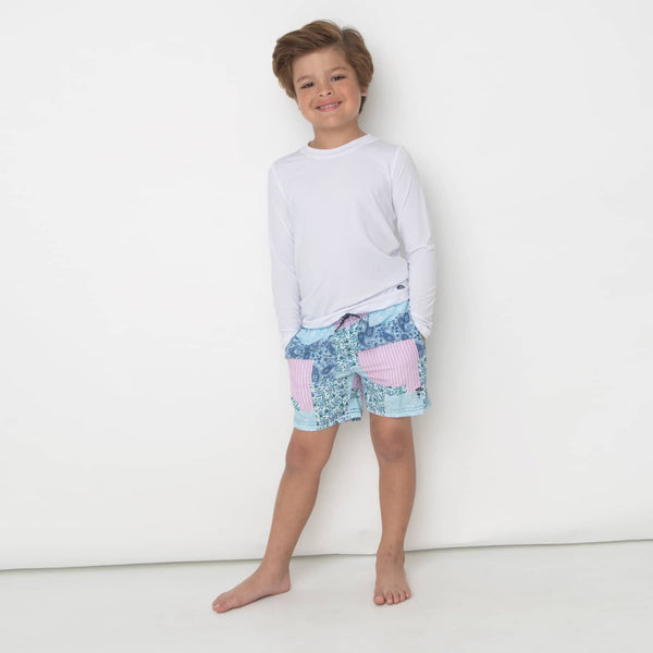 Shade Critters Floral Patchwork Boys Swim Trunks